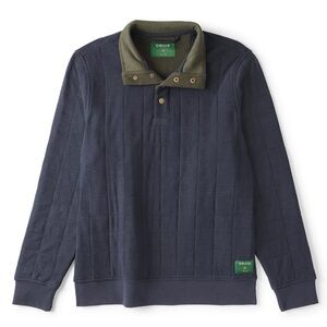 Orvis Blue Quilted Pullover with Olive Accents
